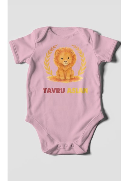 Yavru Aslan Baskılı Bebek Zıbını – Çıtçıtlı Body 8 Renk | %100 Pamuk Kısa Kol fiyatları