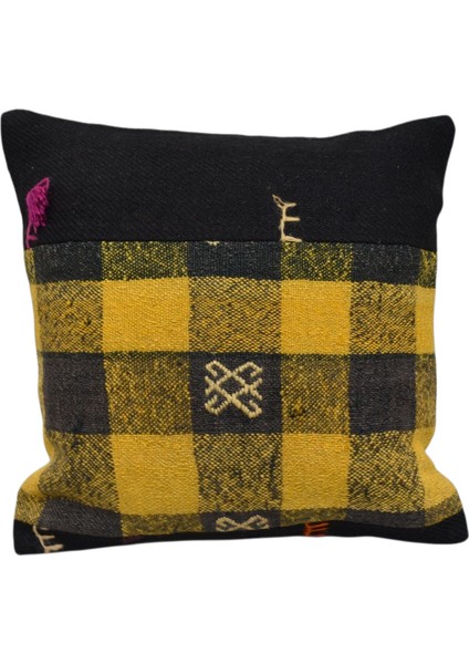 Yeni El Dokuma Patchwork Kırkyama Dekoratif Kilim Kırlent Yastık Kılıfı 6498