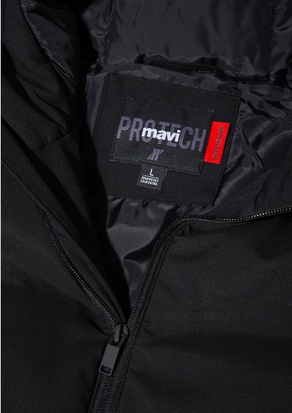 Kapüşonlu Siyah Şişme Mont 0110651-71379