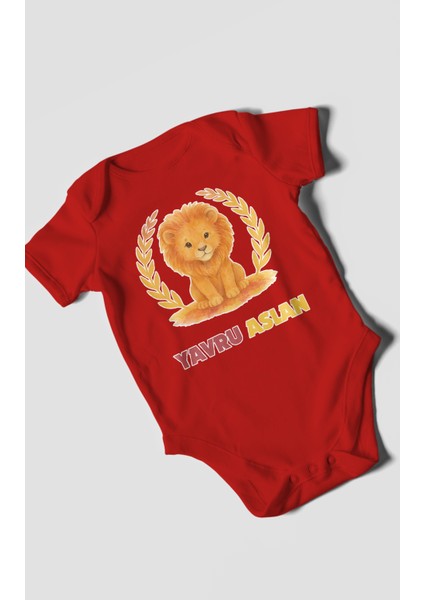 Yavru Aslan Baskılı Bebek Zıbını – Çıtçıtlı Body 8 Renk | %100 Pamuk Kısa Kol modelleri