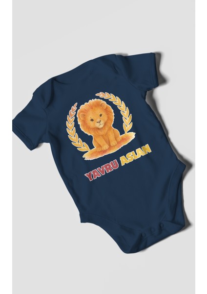 Yavru Aslan Baskılı Bebek Zıbını – Çıtçıtlı Body 8 Renk | %100 Pamuk Kısa Kol modelleri