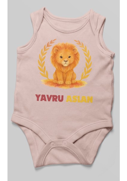 Yavru Aslan Baskılı Bebek Zıbını – Çıtçıtlı Body 8 Renk | %100 Pamuk Sıfır Kol fiyatları