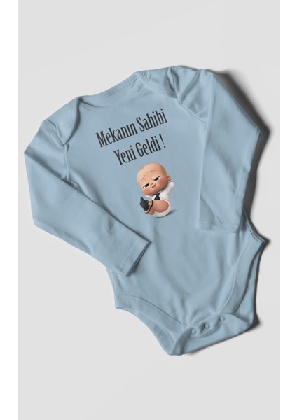 Mekanın Sahibi Yeni Geldi Baskılı Bebek Zıbını – Çıtçıtlı Body 8 Renk | %100 Pamuk Uzun Kol modelleri