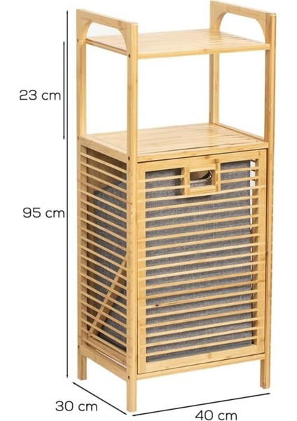 Bambu 2 Raflı Banyo Dolabı, 75L Çıkarılabilir Kumaş Sepetli Kirli Çamaşır Sepeti Organizatörü fiyatları