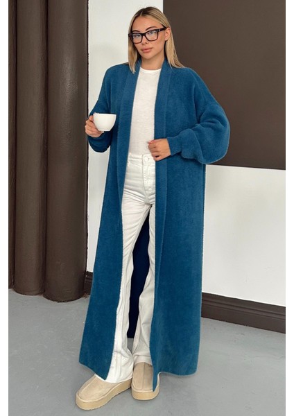 Uzun Salaş Triko Hırka Petrol 8245