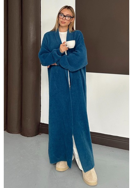 Uzun Salaş Triko Hırka Petrol 8245 indirimleri