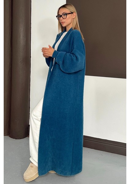 Uzun Salaş Triko Hırka Petrol 8245