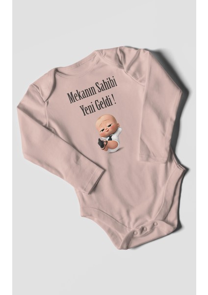 Mekanın Sahibi Yeni Geldi Baskılı Bebek Zıbını – Çıtçıtlı Body 8 Renk | %100 Pamuk Uzun Kol modelleri