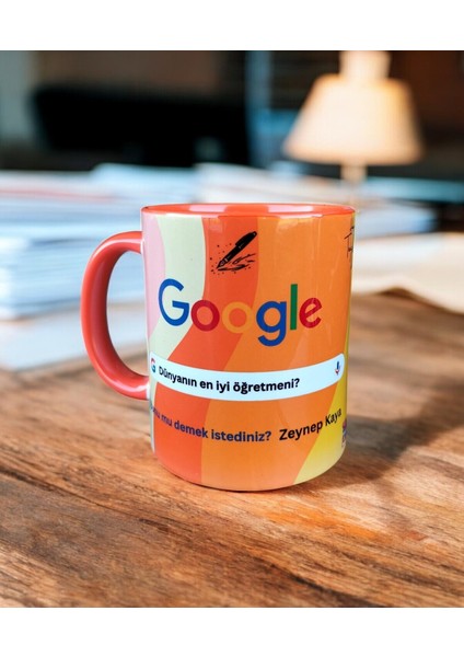 Isim Yazılabilir Öğretmenler Günü Hediyelik Kupa- Öğretmene Hediyeliktasarım Renkli Porselen Kupa modelleri