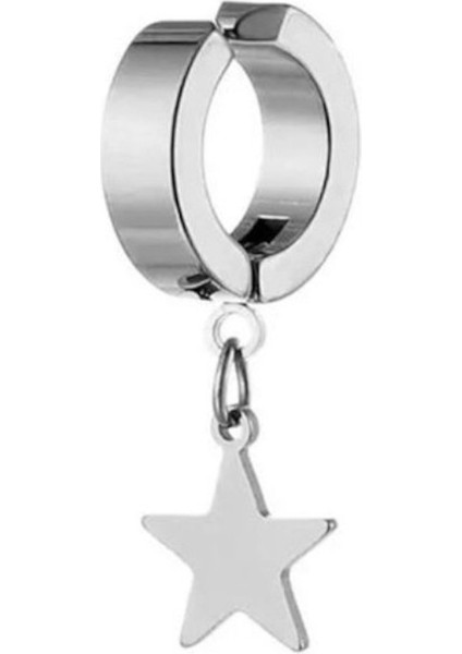 Sıkıştırmalı Deliksiz Yıldız Model Sallantılı Erkek Çelik Küpe 1 Adet modelleri