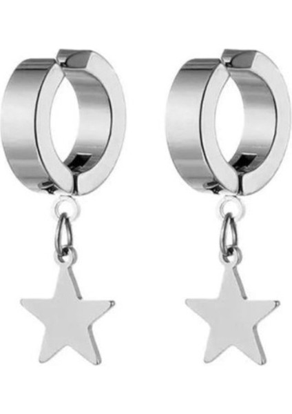 Sıkıştırmalı Deliksiz Yıldız Model Sallantılı Erkek Çelik Küpe 1 Adet fırsatları