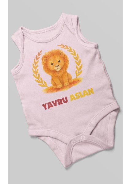 Yavru Aslan Baskılı Bebek Zıbını – Çıtçıtlı Body 8 Renk | %100 Pamuk Sıfır Kol modelleri