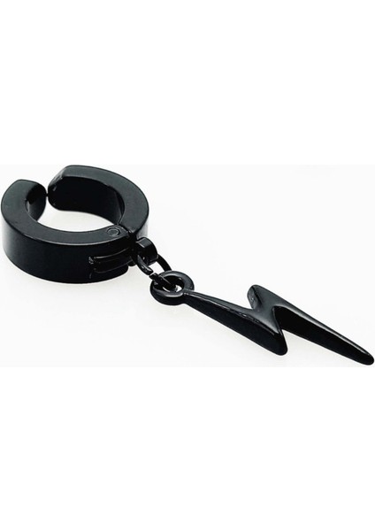 Sıkıştırmalı Deliksiz Trend Şimşek Model Sallantılı Erkek 316L Çelik Küpe 1 Adet fırsatları