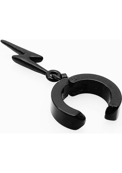 Sıkıştırmalı Deliksiz Trend Şimşek Model Sallantılı Erkek 316L Çelik Küpe 1 Adet indirimleri