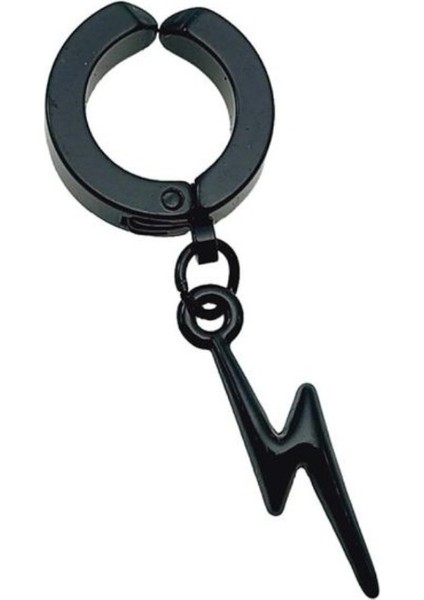 Sıkıştırmalı Deliksiz Trend Şimşek Model Sallantılı Erkek 316L Çelik Küpe 1 Adet