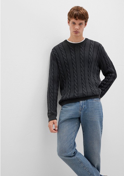 Antrasit Örgü Kazak 0710313-70076