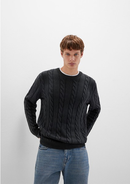 Antrasit Örgü Kazak 0710313-70076