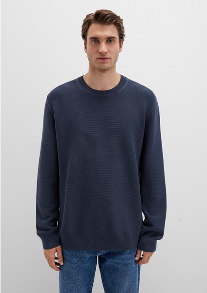 Bisiklet Yaka Lacivert Kazak 0710197-70497