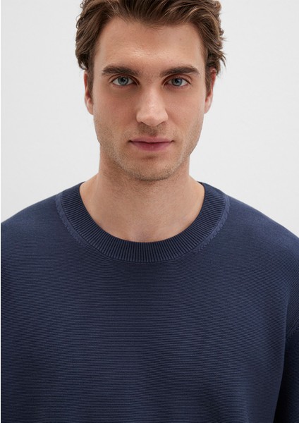 Bisiklet Yaka Lacivert Kazak 0710197-70497