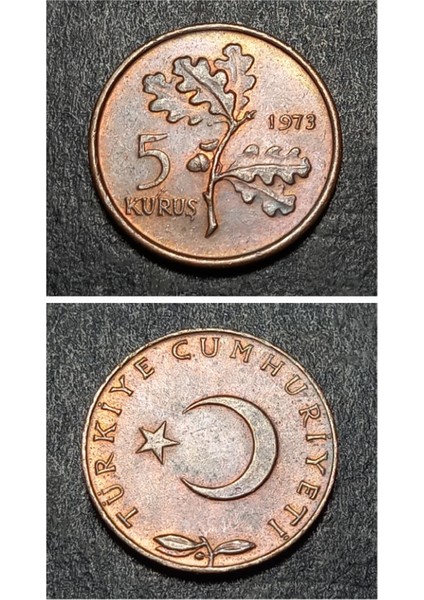 3996368F41E078EDA1 1973 Ççt+ 5 Kuruş Eski Madeni Para