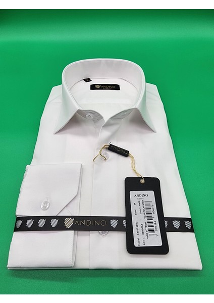 Slimfit Beyaz Erkek Gömlek Pamuk Polyester Dar Kesim Yapısıyla AS09K500A-4800
