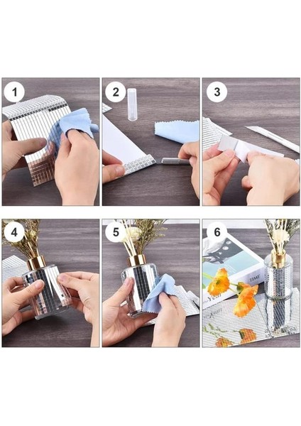 2 Rulo Gümüş Renk Aynalı Mozaik Taşlı Dekor Bant Yapışkanlı Kare Cam Ayna Taş Parti Süsleme Bandı fırsatları