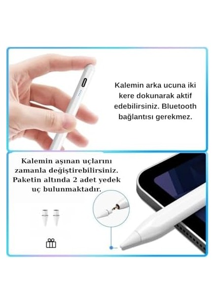 IPAD(2018-2025) Için Stylus Tablet Kalem 2018 Sonrası Tüm iPad Modellerinine Uyumlu Eğim Sensörlü Avuç Içi Reddi Aktif (Beyaz, Ipad Uyumlu Stylus) fiyatları