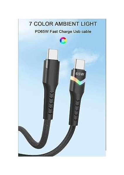 Nr9 Type-C To Type-C Uyumlu 65W Pd LED Işıklı Kablo Hızlı Şarj Örgü Kablo fiyatları