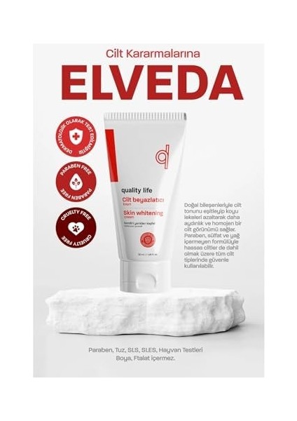Quality Life Beyazlatıcı Krem Cilt, Yüz, Bikini Bölgesi, Koltuk Altı, Dirsek Aydınlatıcı Krem Arbutin Pirinç Özü fiyatları