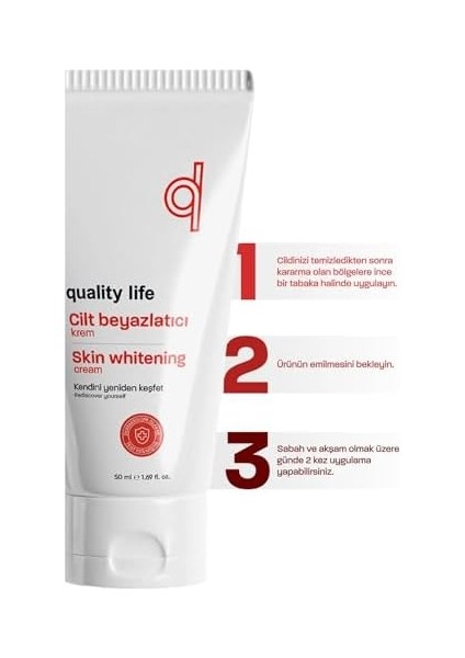 Quality Life Beyazlatıcı Krem Cilt, Yüz, Bikini Bölgesi, Koltuk Altı, Dirsek Aydınlatıcı Krem Arbutin Pirinç Özü modelleri