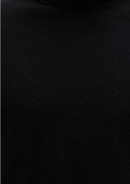 Yün Karışımlı Boğazlı Siyah Kazak 0710372-900