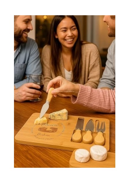 Peynir Sunum Tahtası, 38X17 cm Bambu Servis Tahtası, 3 Parça Bıçaklı Set, Özel Oyma Bölmeli, Sunum ve Ikramlar Için Ahşap fiyatları