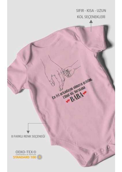 Babaya Özel Baskılı Bebek Zıbını – Çıtçıtlı Body 8 Renk | %100 Pamuk Kısa Kol
