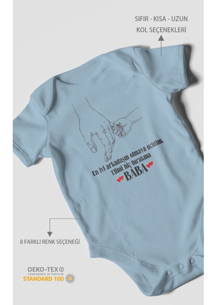 Babaya Özel Baskılı Bebek Zıbını – Çıtçıtlı Body 8 Renk | %100 Pamuk Kısa Kol