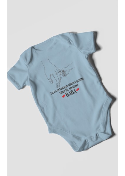 Babaya Özel Baskılı Bebek Zıbını – Çıtçıtlı Body 8 Renk | %100 Pamuk Kısa Kol modelleri