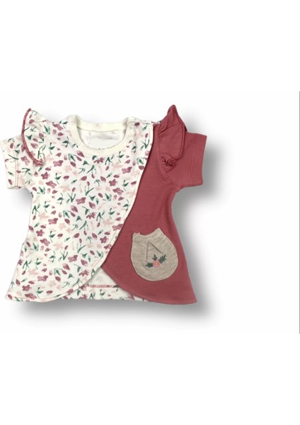 3-6 6-9 9-12 Ay Melek Kız Nakışlı Bandanalı Kısa Kollu Sweatli Şortlu 3lü Kız Bebek Takımı Nar Çiçeği fiyatları