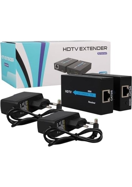 HDMI Extender 60 Metre – 4k, 1.4 Genişletici, CAT5E/CAT6 Ethernet Üzerinden HDMI Uzatma, Verici + Alıcı + Güç Adaptörleri, Ps3, Dvd, Tv, Projektör, Laptop Için fiyatları