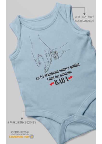 Babaya Özel Baskılı Bebek Zıbını – Çıtçıtlı Body 8 Renk | %100 Pamuk Sıfır Kol