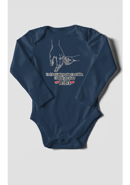 Babaya Özel Baskılı Bebek Zıbını – Çıtçıtlı Body 8 Renk | %100 Pamuk Uzun Kol fiyatları