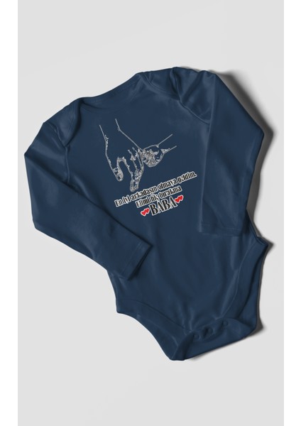 Babaya Özel Baskılı Bebek Zıbını – Çıtçıtlı Body 8 Renk | %100 Pamuk Uzun Kol modelleri