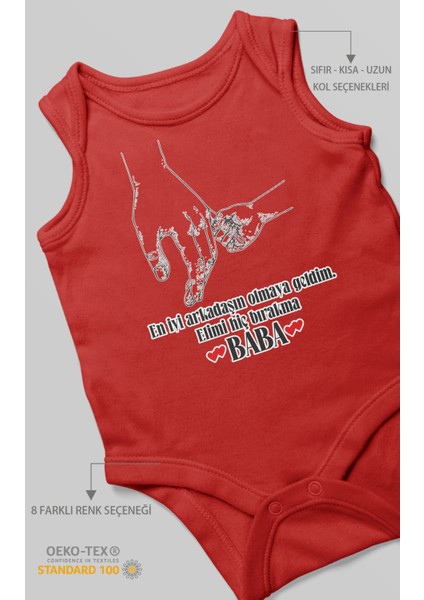 Babaya Özel Baskılı Bebek Zıbını – Çıtçıtlı Body 8 Renk | %100 Pamuk Sıfır Kol