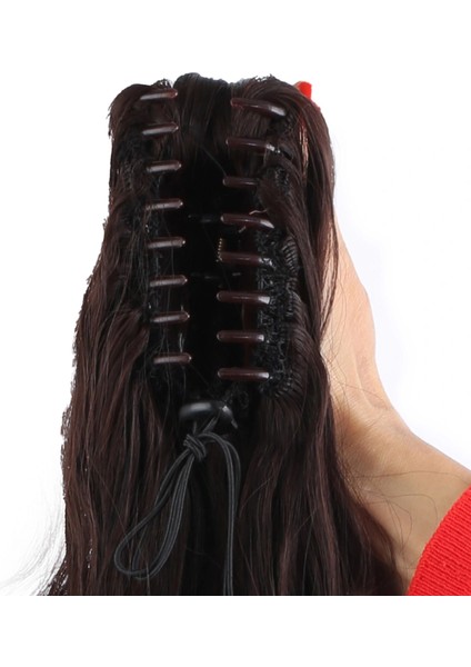 Tokalı Kabarık Dalgalı At Kuyruğu - Koyu Kahve indirimleri