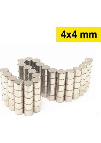 1 Adet 4x4 mm Yuvarlak Neodyum Mıknatıs N35 Güçlü Magnet Nikel Kaplama fiyatları