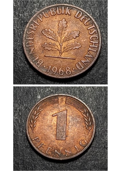 3996368F419F650BE4 1968 Almanya 1 Pfennıng Çt+ Eski Yabancı Madeni Para