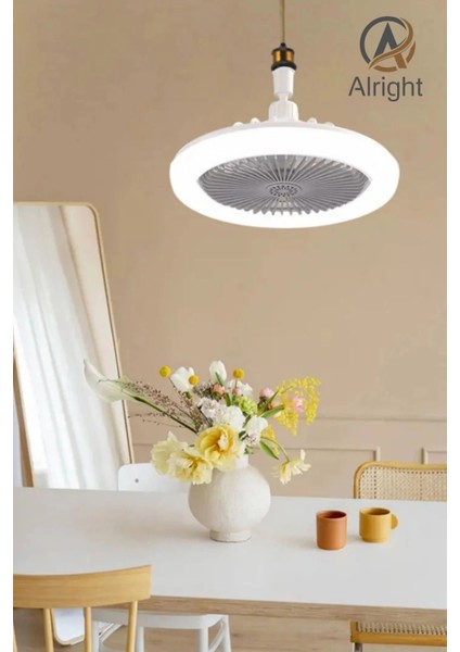 Yeni Nesil E27 Duylu Kumandalı Tavan Vantilatörlü LED Lamba 3 Hız Ayarı ve 3 Renk Ayarı