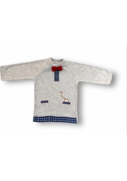 3-6 6-9 9-12 Ay Cep Saat Nakışlı Şapkalı Uzun Kollu Sweatli 3lü Erkek Bebek Takımı Mavi fiyatları