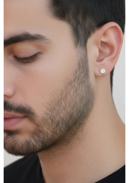 Mıknatıslı Trend Düz Yuvarlak Erkek Çelik Küpe 8mm 2 Adet indirimleri