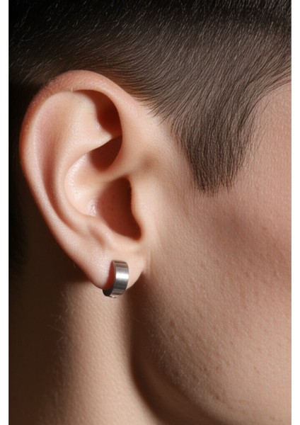 Sıkıştırmalı Deliksiz Trend Çelik Erkek Kalın Halka Küpe 2 Adet fiyatları