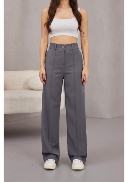 Kadın Yüksek Bel Likralı Geniş Paça Çımalı Rahat Kesim Pantolon fırsatları