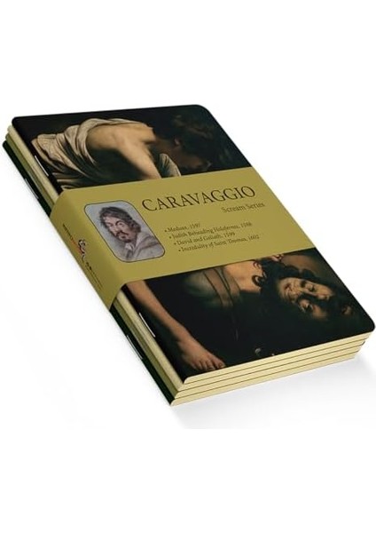 Scream Series - A5, Caravaggio 4'lü Defter Seti Iı, Çizgisiz, Toplam 256 Sayfa, Her Biri 64 Sayfa, Tel Dikiş, Esnek Kapak, Oval Kenar, Tuval Doku, 60 Gram, Sarı Krem Renk fiyatları